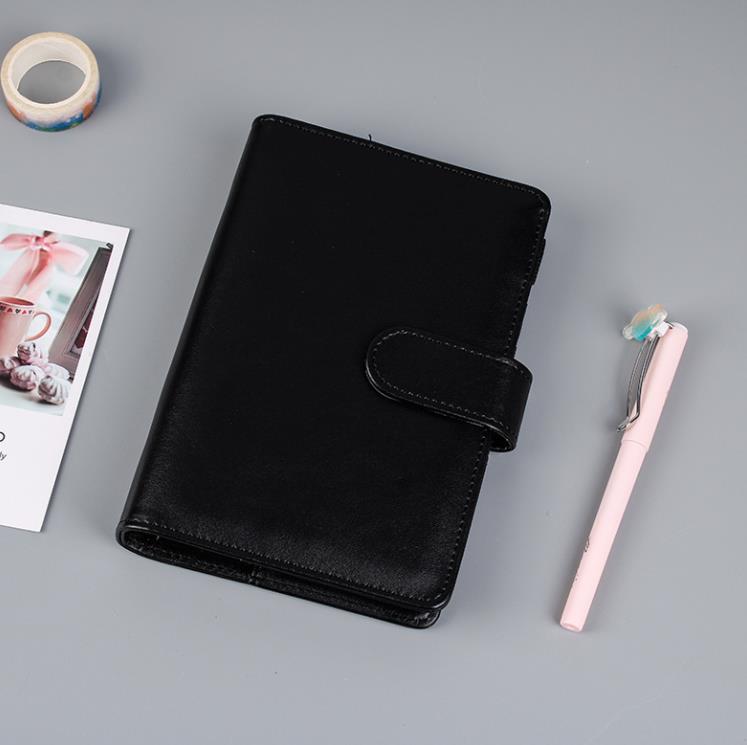 A6 Binder Case 6 F￤rger Portable Notepad Hand Ledger Notebook Pu Shell Macaron Color Office Stationery Gift SN161