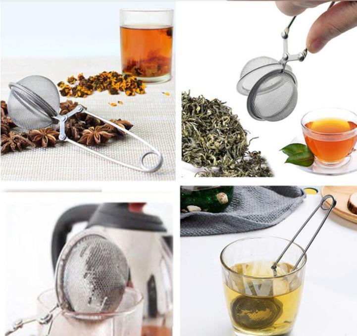 Tea Infuser Stainless Steel Sphere Mesh Tea-Strainer Coffee Herb Spice Filter Diffuser Handle Tea Ball SN151