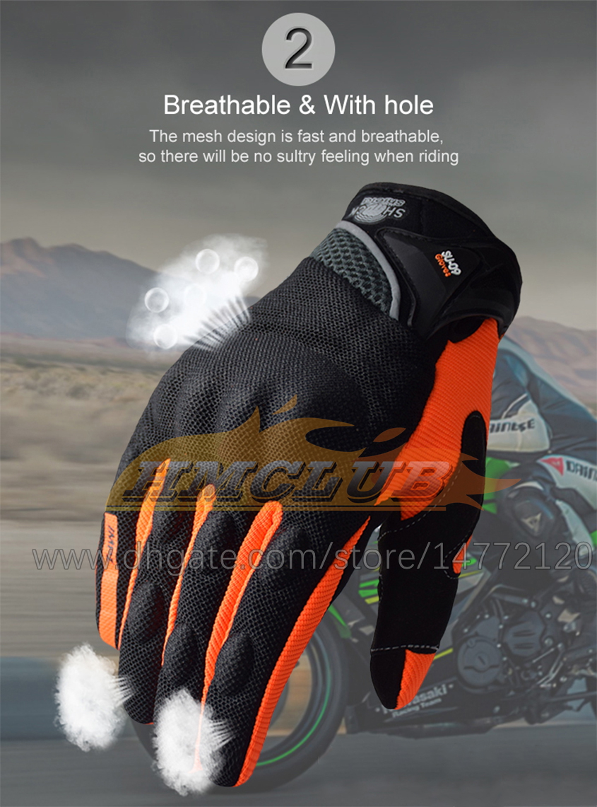 ST33 Motorcycle Gloves Summer Breathable Mesh Moto Bike Cycling Gloves Men Women Touch Screen Motocross Full Finger Gloves XXL