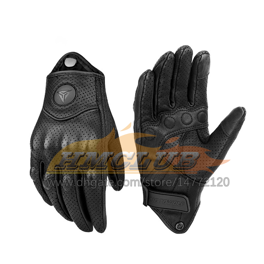 Gants de moto en cuir véritable ST34, gants d'hiver d'été en peau de chèvre, opération tactile, protection des articulations du poing