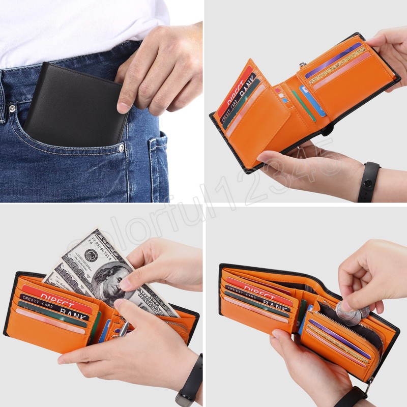 Подлинный кожаный мужской кошелек большой держатель карт с большой емкостью.