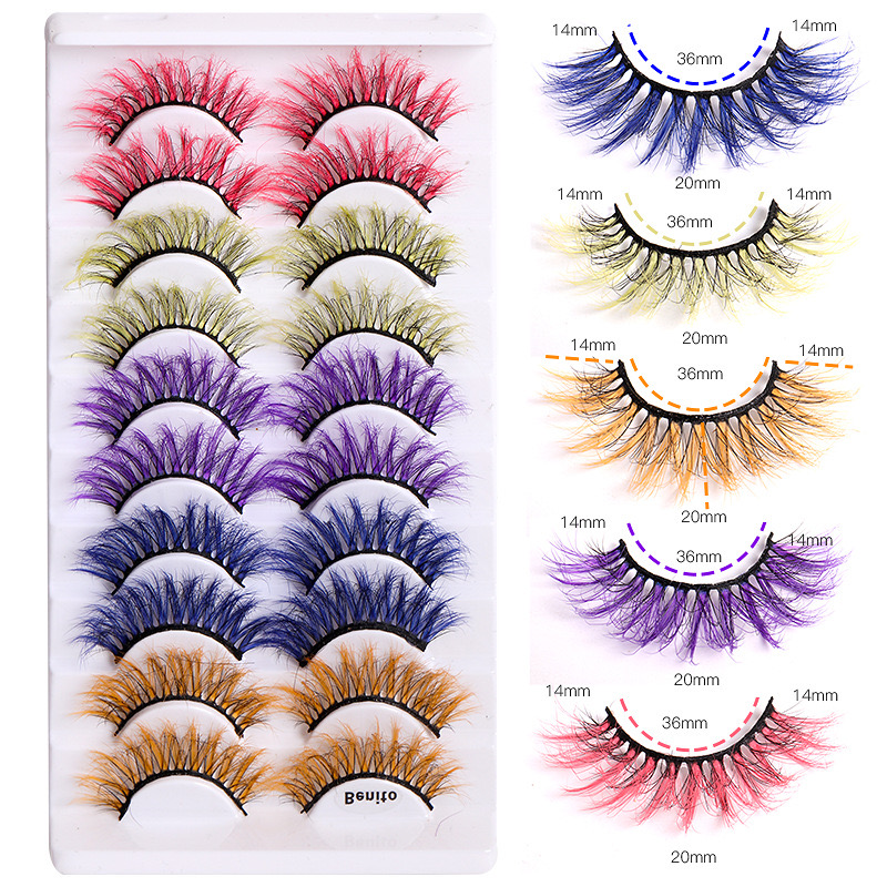 Wholesale 8D Faux Mink False Eyelashes European and USA Fashion Colorful Fluffy Curl Eye Lash Natural Look