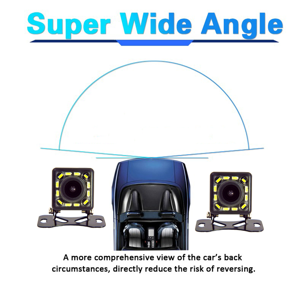 Telecamera retromarcia auto assistenza al parcheggio di backup Impermeabile universale con CCD HD 12 LED Angolo di visione posteriore notturno ampio