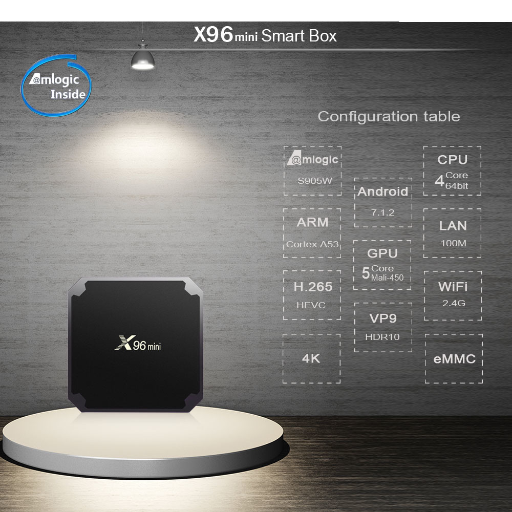 Ustaw górny pudełko x96 Mini Smart Android 71 TV AMLOGIC S905WS905W4 Stara wersja Clear Inventory 221109