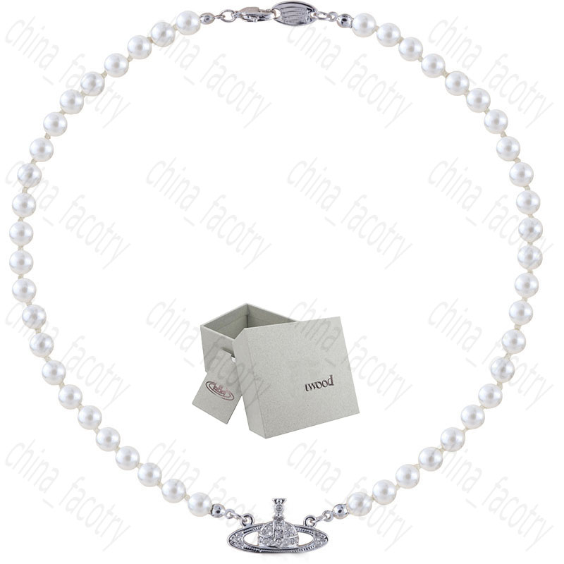 Parelsnoer Saturnus Kralen Hanger Mode Vrouwen Diamanten Ketting Paar Sieraden Cadeau Met verpakking box200W