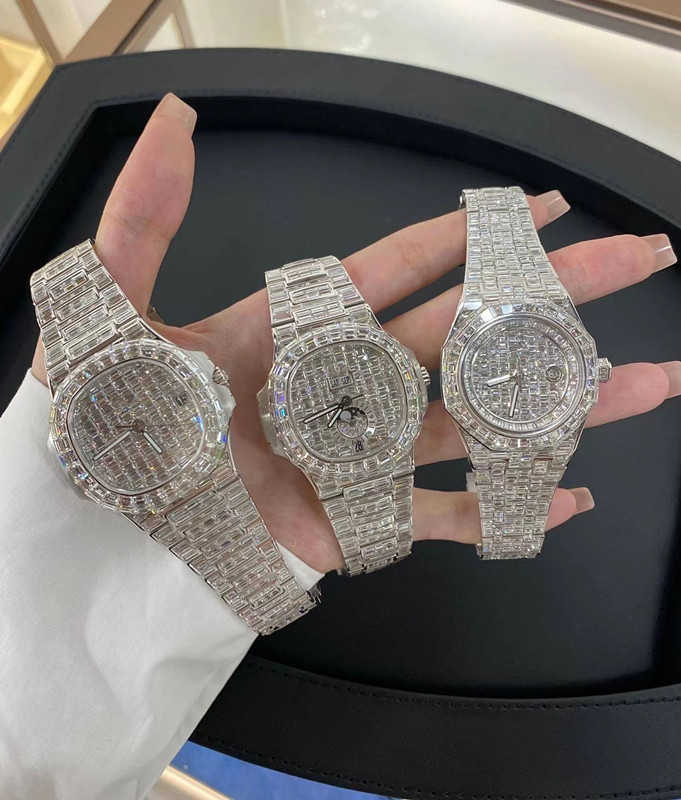 Montres-bracelets D17 montre de luxe pour hommes 4130 montre de mouvement pour hommes 3255 montre de luxe montre Mosang pierre glacée VVS1 GIA Diamond watchs236N