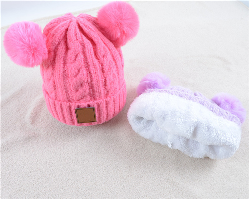 carh Children Knitted Caps Outdoor Hats Kids Brushed Beanies Visor Cap Hats Winter Wool Warm Hat Woolen Casual Headgear