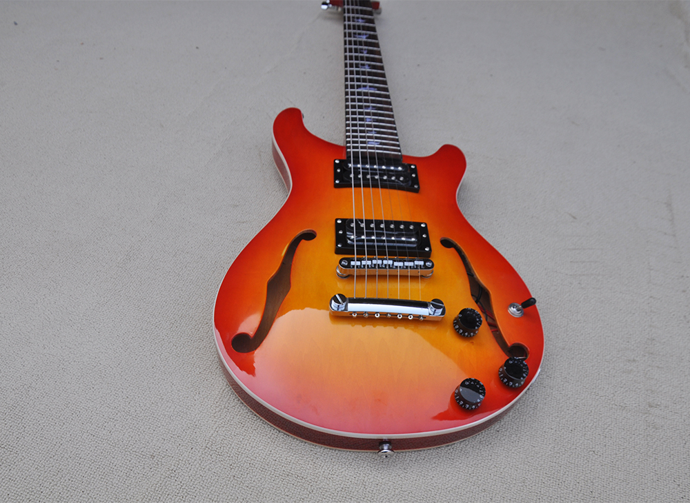 Semi Hollow 7 Strings Electric Guitar with Humbuckers Pickups Rosewood Fretboard anpassningsbara