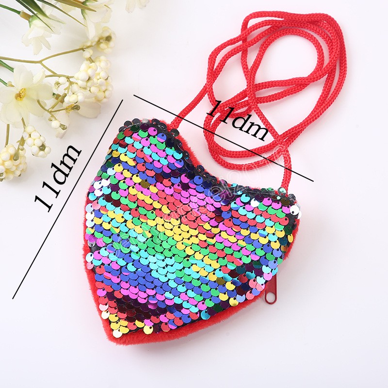 7 couleurs enfants paillettes porte-monnaie petite fille messager amour sac mignon sac à bandoulière maternelle Mini portefeuille