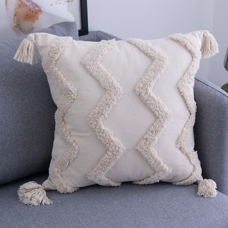 CUSHIONDECORATIVE PILLOW Simple Square Tassel europeisk stil soffa ins retro kastar hemdekorativ täckning utan kärna 221109