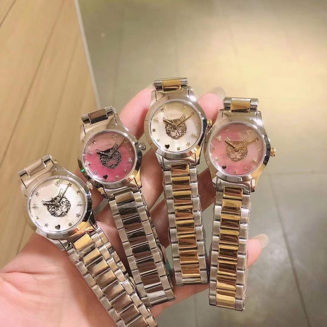38mm Charm timeless interlocking G Wristwatch Women Men Couple Quartz Clock Animal Pattern CAT Watches Stainless Steel Heart Bee S284C