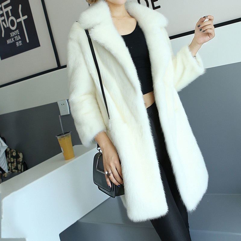 Kadın Yün Harmanları Sonbahar Kış Ceket Koyun Kesme Palto Palto Bir parça kürk dişi taklit Mink Coats 221110
