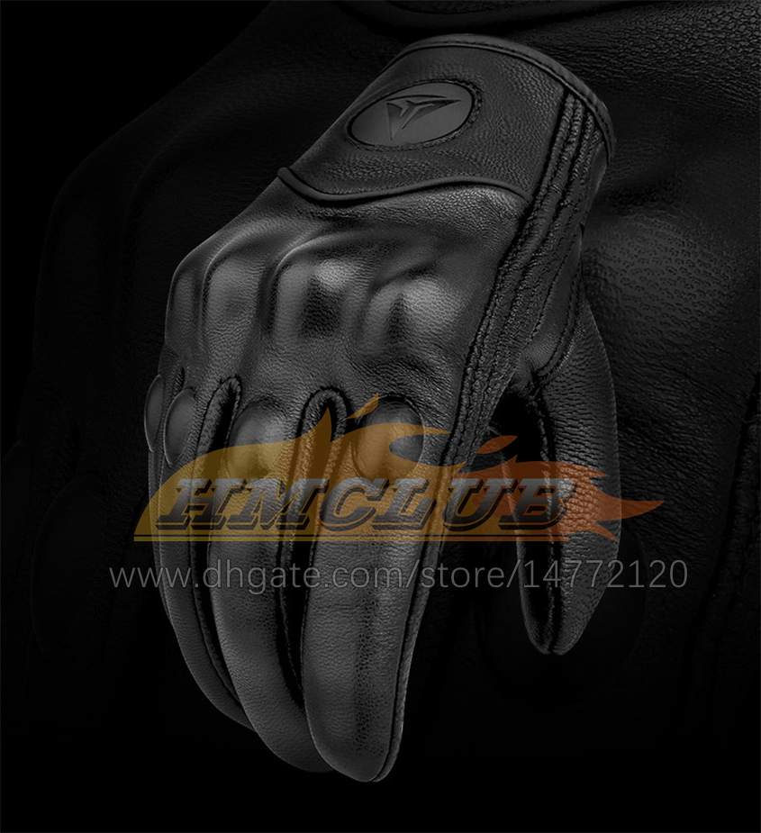 Gants de moto en cuir véritable ST34, gants d'hiver d'été en peau de chèvre, opération tactile, protection des articulations du poing