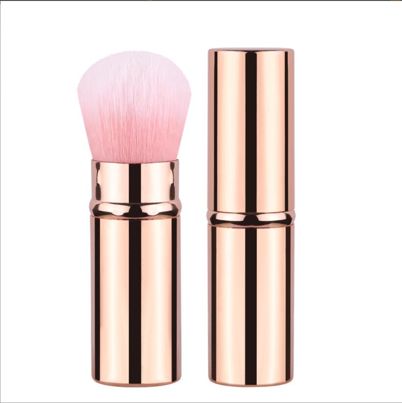 Travel Kabuki Makeup Brushes для фундаментального румянного бронзера и порошка выдвижной зеленый алюминий идеально подходит для Go