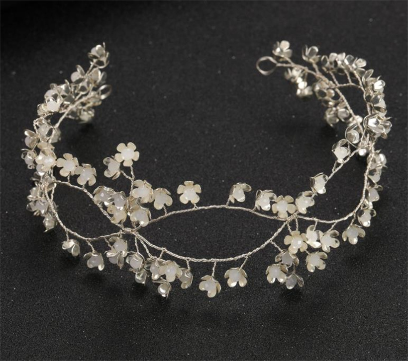 Vintage br￶llop brud blommor blommig pannband prinsessan krona tiara kristall rhinestone p￤rlor headpiece pageant huvud smycken prydnad smycken smycken