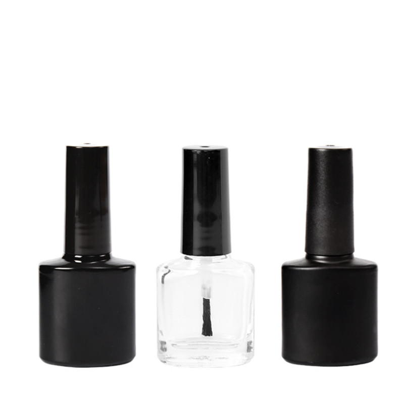 100st 10ML lege vierkante glazen nagellakfles in UV-zwart en heldere kleur met zwarte dop