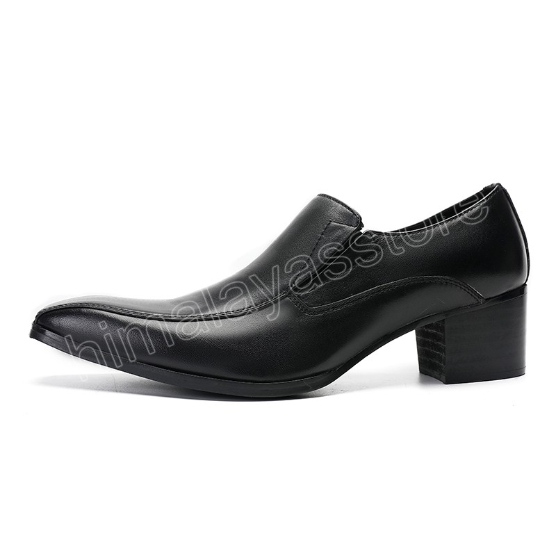 Formalne 5 cm obcasy czarne mężczyzn ubieraj się buty skórzane busa Oxfords Buty poślizgowe na zapatos de vestirde los hombres