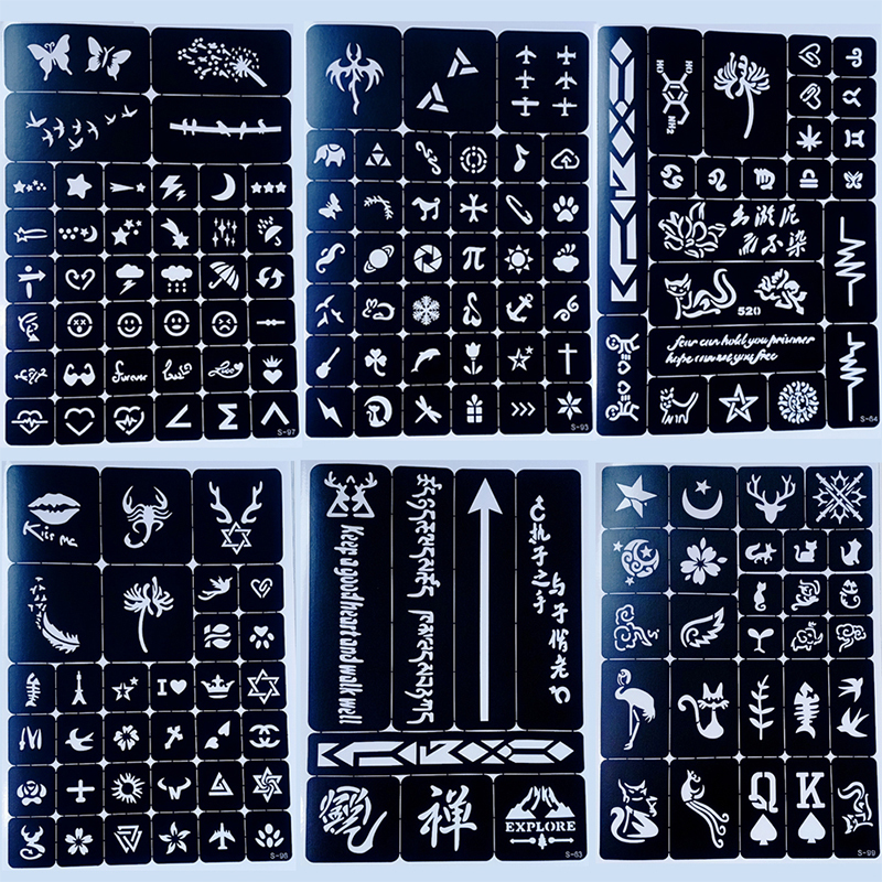 Autre Fourniture de Maquillage Permanent Tattoo Stencil Book Set Body Art Peinture DIY Paillettes Modèles Faux Pochoirs pour Femmes Fille Designs Kit 221109