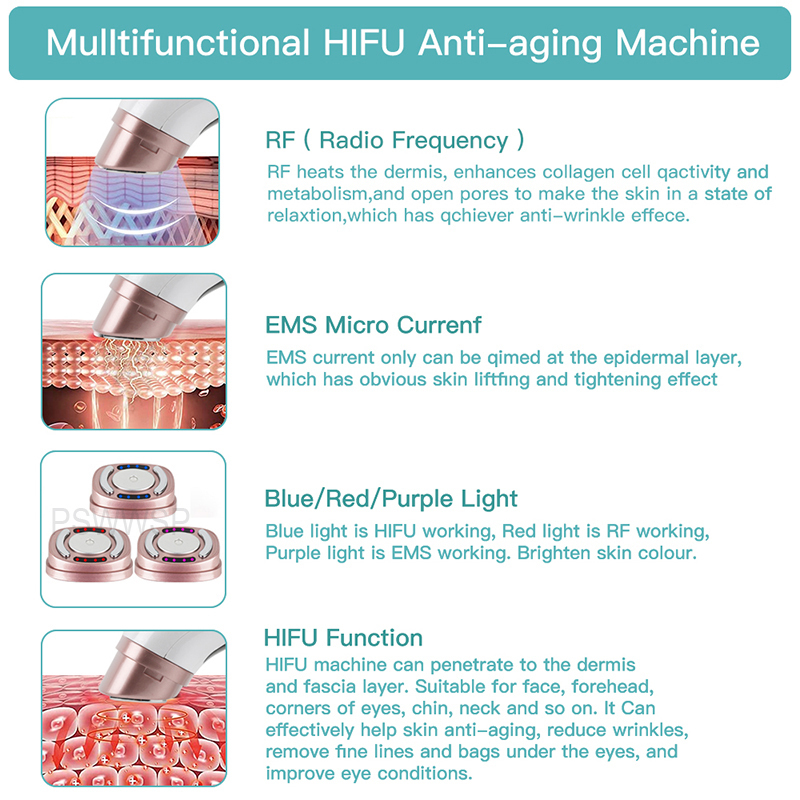 أجهزة العناية الوجه Mini Hifu Machine Ultrasound Massager RF ems