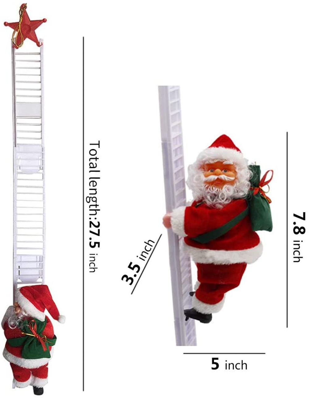 Plush dockor Gift Electric Climbing Ladder Santa Claus Christmas Ornament Decoration for Home Tree Hanging Decor with Music 221109