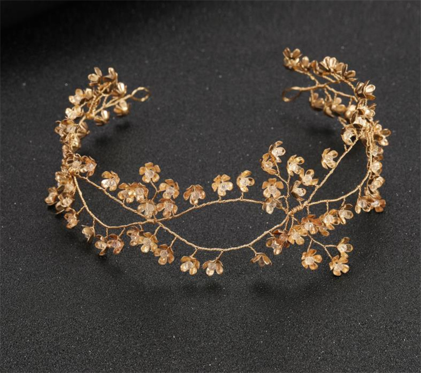 Vintage br￶llop brud blommor blommig pannband prinsessan krona tiara kristall rhinestone p￤rlor headpiece pageant huvud smycken prydnad smycken smycken