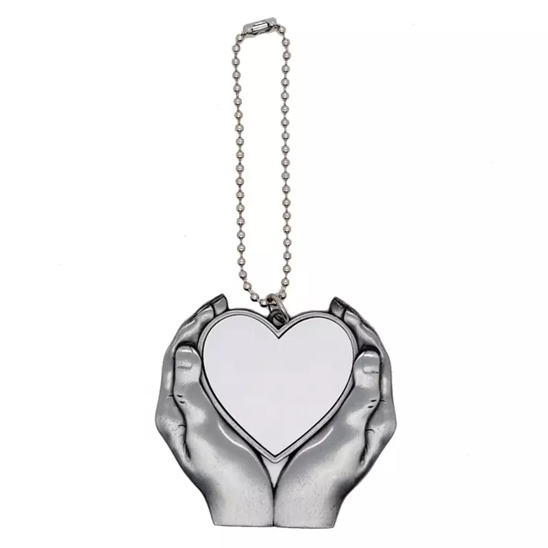 Sublimation Car Charm Pendants Party Favor Christmas Ornament Heart in Hands Blanks for Heat Press