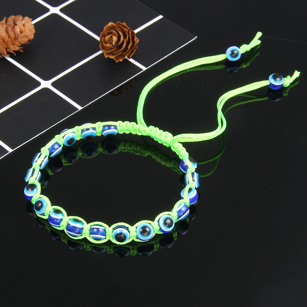 قوس قزح الشر التركي الزرقاء العيون الزرقاء حبات سوار مضفر سلسلة حبل ملونة الأساور للنساء هدايا المجوهرات المصنوعة يدويًا