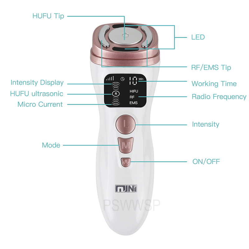 أجهزة العناية الوجه Mini Hifu Machine Ultrasound Massager RF ems