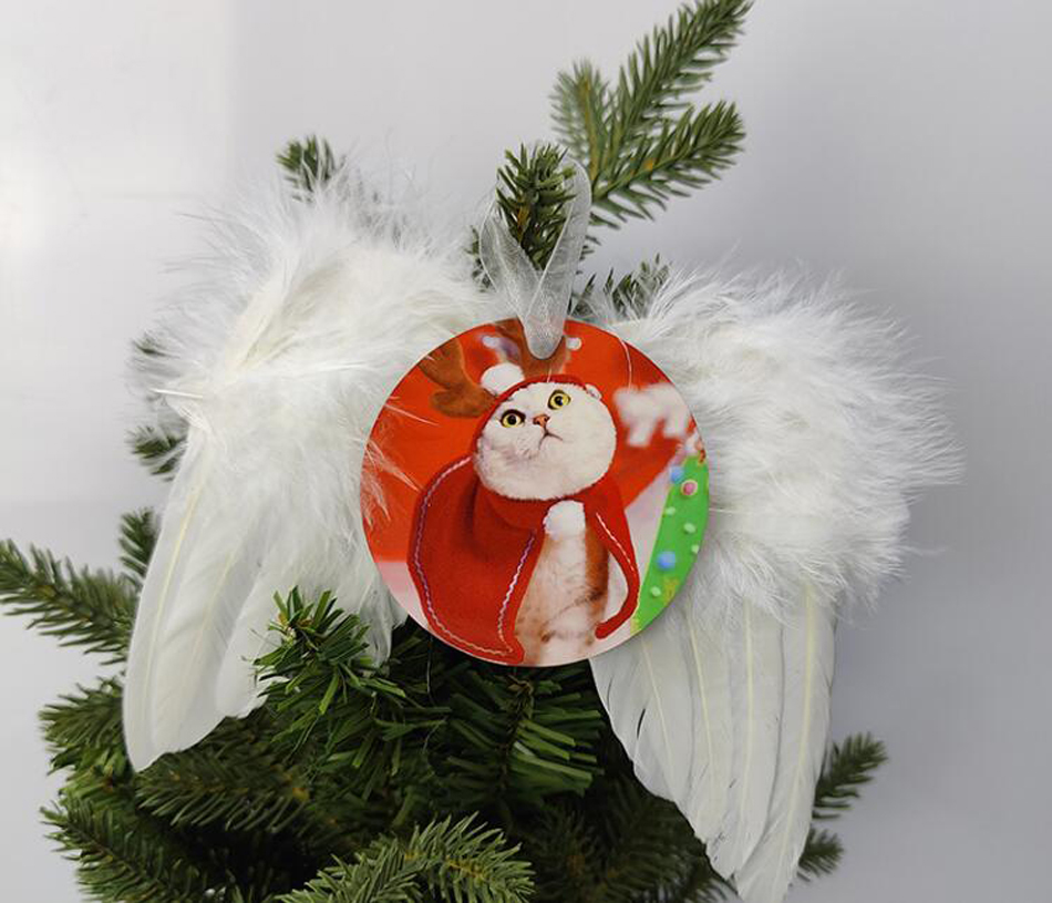 Bag Parts Sublimation DIY Blank MDF Christmas White Angel Wings Ornament Hanging Feather Decor