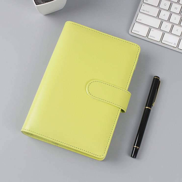 A6 Binder Case 6 F￤rger Portable Notepad Hand Ledger Notebook Pu Shell Macaron Color Office Stationery Gift SN161