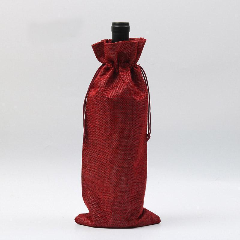 Linen Drawstring Wine Bags Dustproof Wine Bottle Covers Packaging Bag Champagne Pouches Party Gift Wrap Christmas Decoration fy5300 0526
