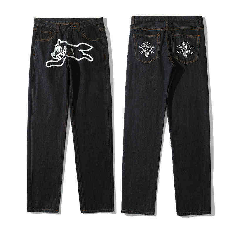 Herr jeans 2022 ropa hundtryck streetwear män hip hop baggy jeans byxor y2k kläder rakt löst goth denim byxor pantnes vaqueros 1110h22