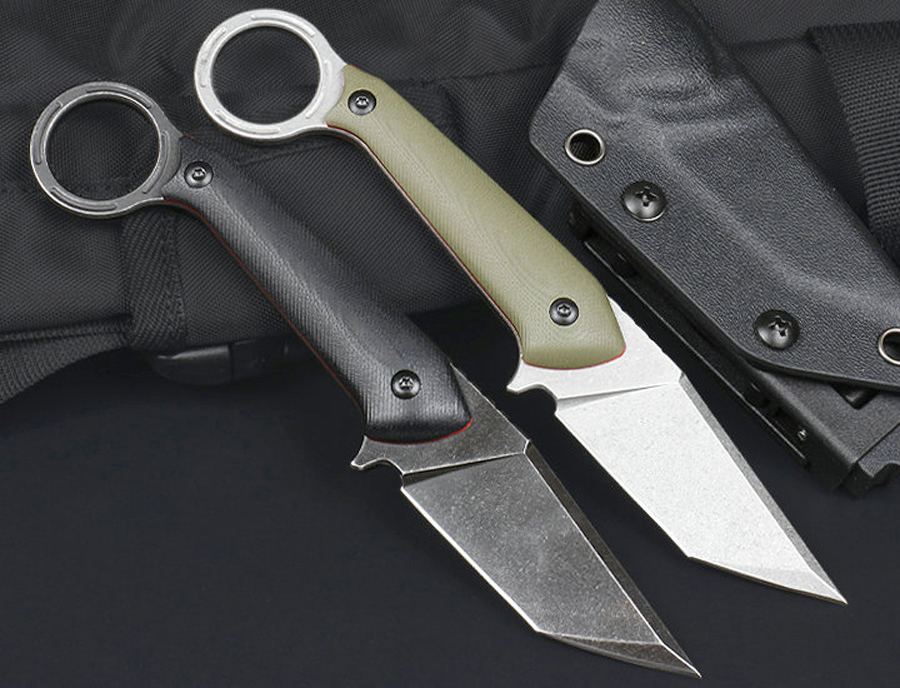 Sıcak M6686 Dış Mekan Sabit Bıçak Bıçağı D2 Siyah/Beyaz Taş Yıkama Bıçağı Tam Tang G10 Kydex ile Taktik Bıçak Tutsal Bıçaklar