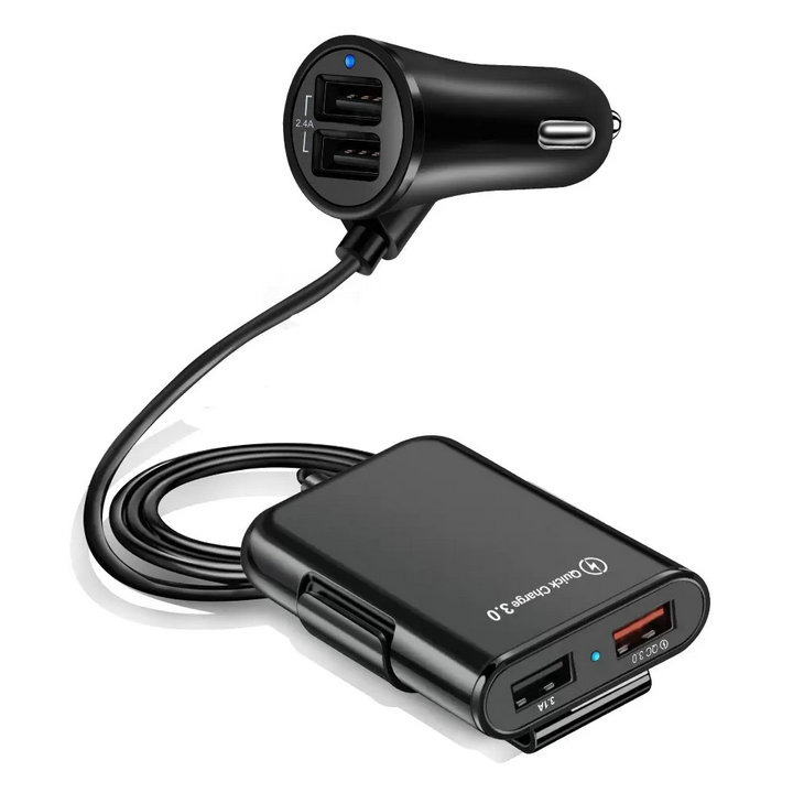 4 Ports schnelles Autoladegerät QC 3.0 USB-Autoladegeräte für Vorder- und Rücksitz für Smartphone