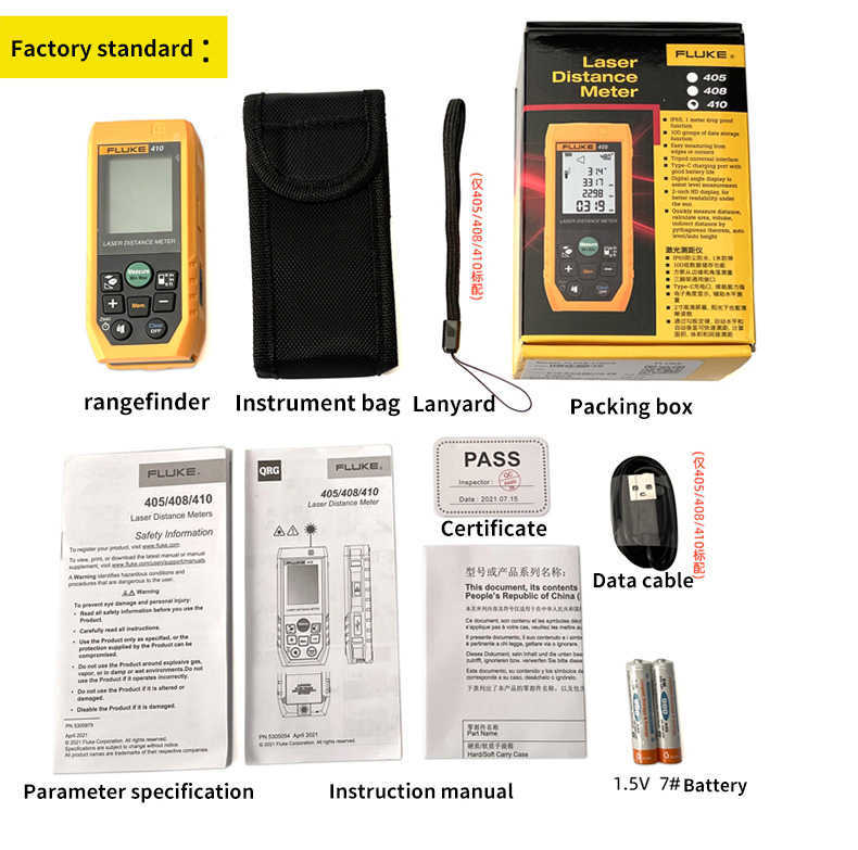 Telemetro laser FLUKE 404E/406E 40m/80m/100m metro Roulette elettronica Metro a nastro digitale Telemetro Metro Laser-Rang