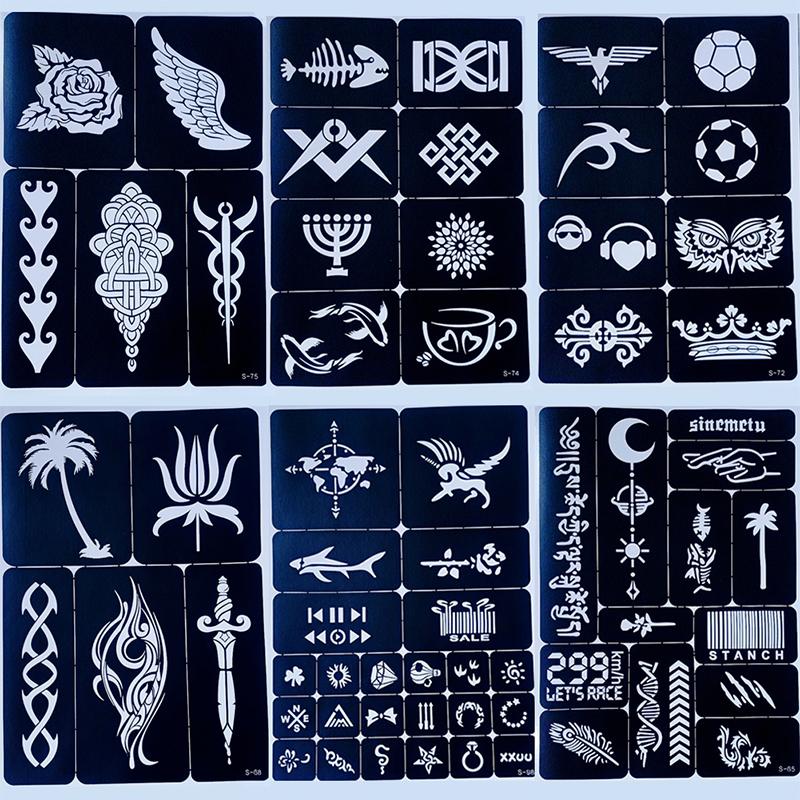 Autre Fourniture de Maquillage Permanent Tattoo Stencil Book Set Body Art Peinture DIY Paillettes Modèles Faux Pochoirs pour Femmes Fille Designs Kit 221109