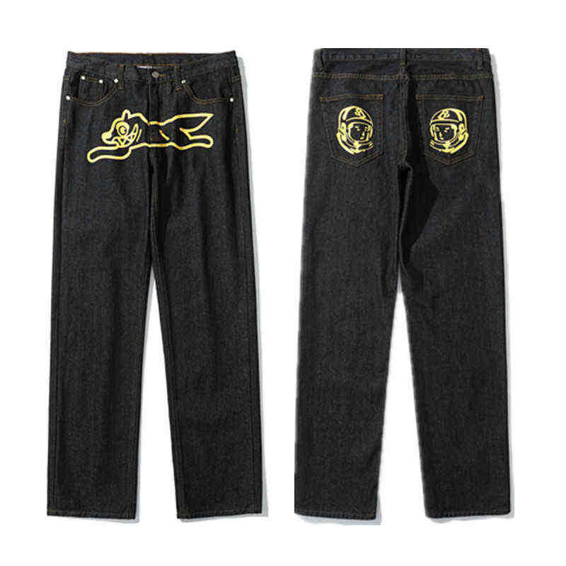 Herr jeans 2022 ropa hundtryck streetwear män hip hop baggy jeans byxor y2k kläder rakt löst goth denim byxor pantnes vaqueros 1110h22