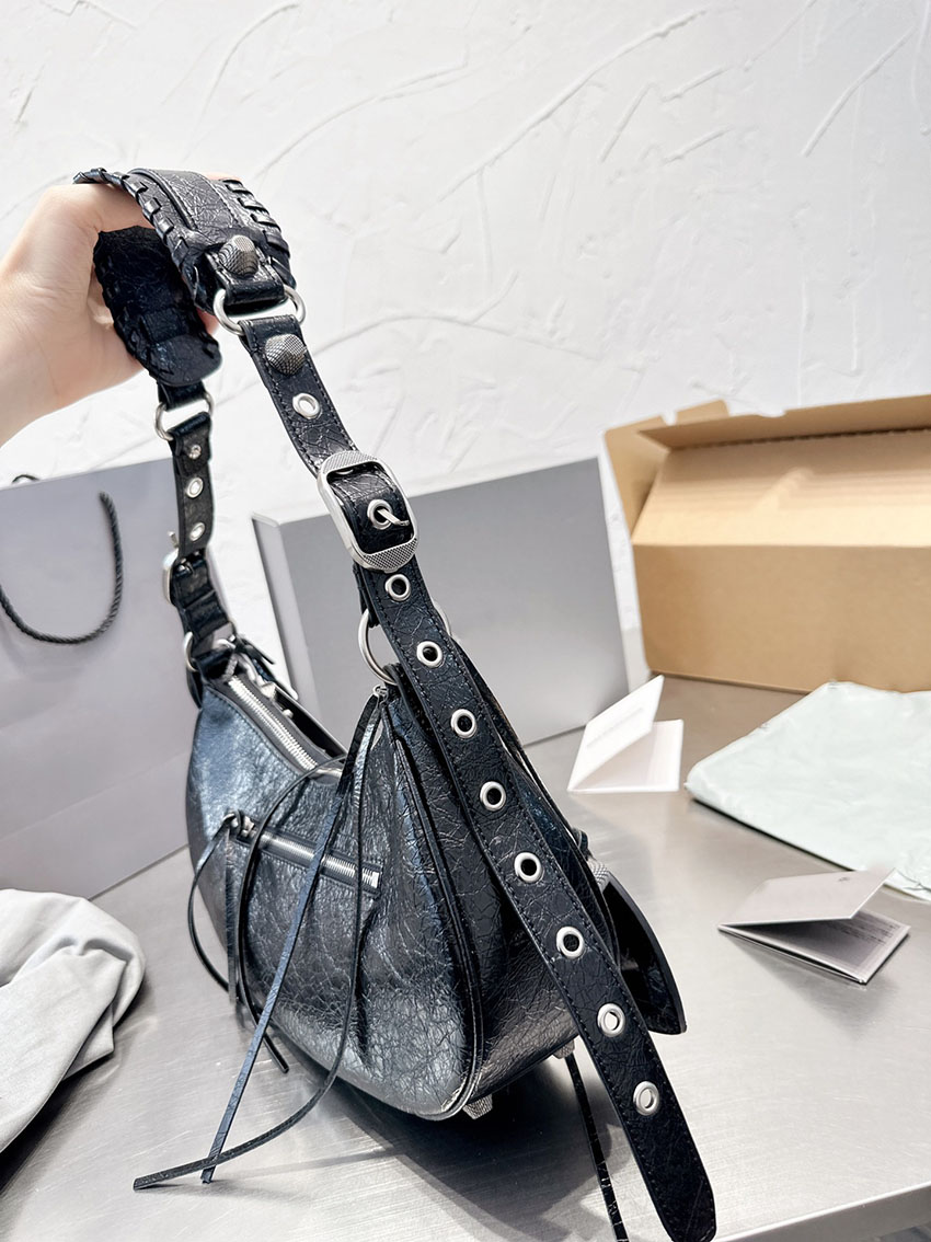 Luxury Designer Crossbody Le Cagole Motorcycle Bag Strap Leather Hobo Handbag Women Quilted Zipper Bag Black Handle Shoulder Bags