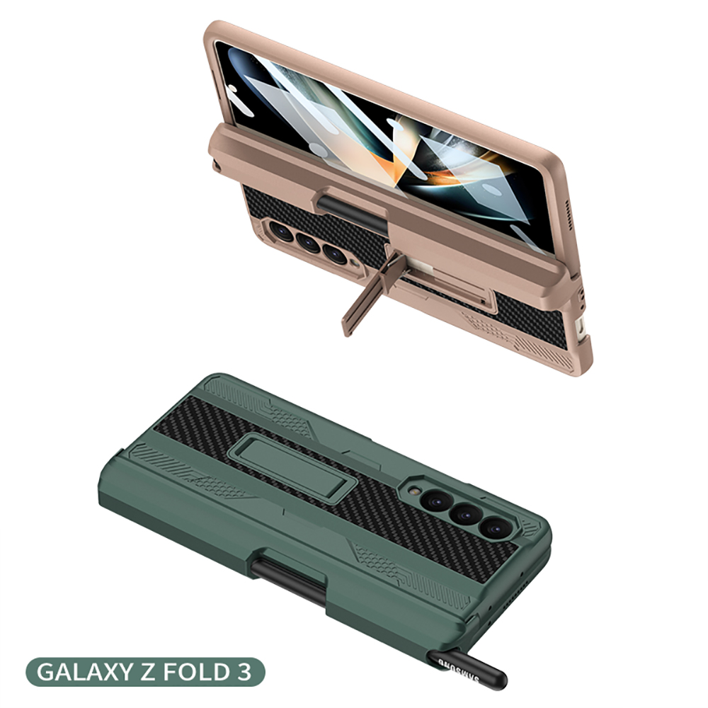 Magnetiska sugfall för Samsung Galaxy Fold 3 5G Case Armor gångjärn Mecha Stand Protection Cover