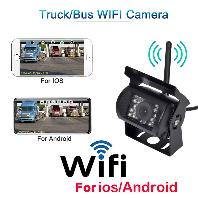 HD Truck Reversing Camera Wireless Car BACKE View Camera WiFi Rreversing Camera 170 Wide Vinkle Night Vision Bus Truck Cam Waterproof