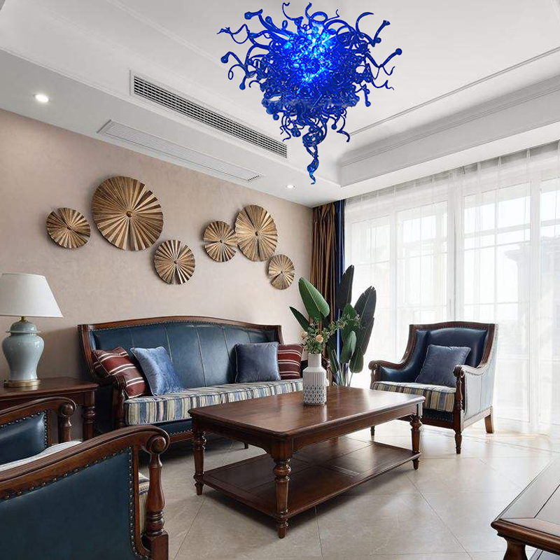 Lampe de lustre en verre soufflé à la main de conception intelligente pour la maison LED allume la couleur bleue de style murano lampes suspendues en verre luminaires suspendus intérieurs lustres LR733