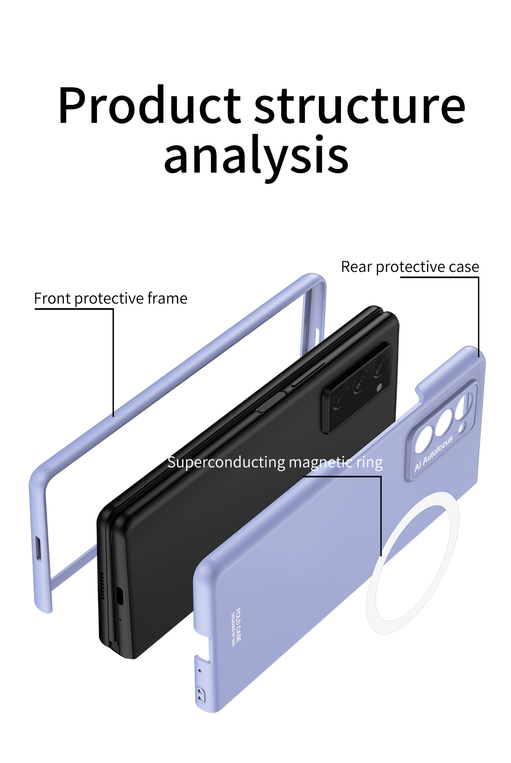 Samsung Galaxy Z Fold 2 Case Matte Shell Hard Protection Coverの磁気ワイヤレス充電器のケース