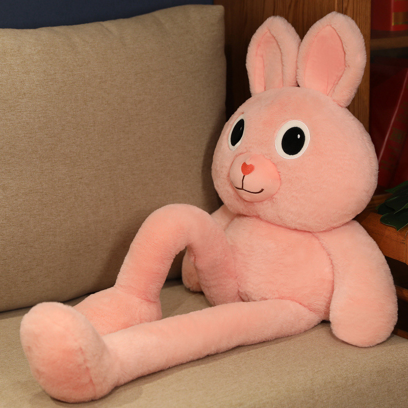 Muñecas tirar orejas de peluche juguete lindo conejo de peluche con largas orejas de flexión ajustables piernas de amigos suaves y suaves para regalos regalos de pascua