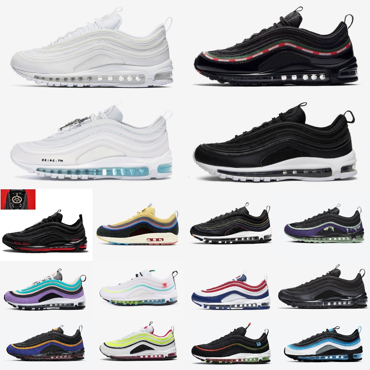 NEW OG max 97 97s running shoes men sneakers MSCHF Lil Nas Satan Jesus Triple White Black Red Bred Silver Bullet Sean Wotherspoon mens womens outdoor sports trainers