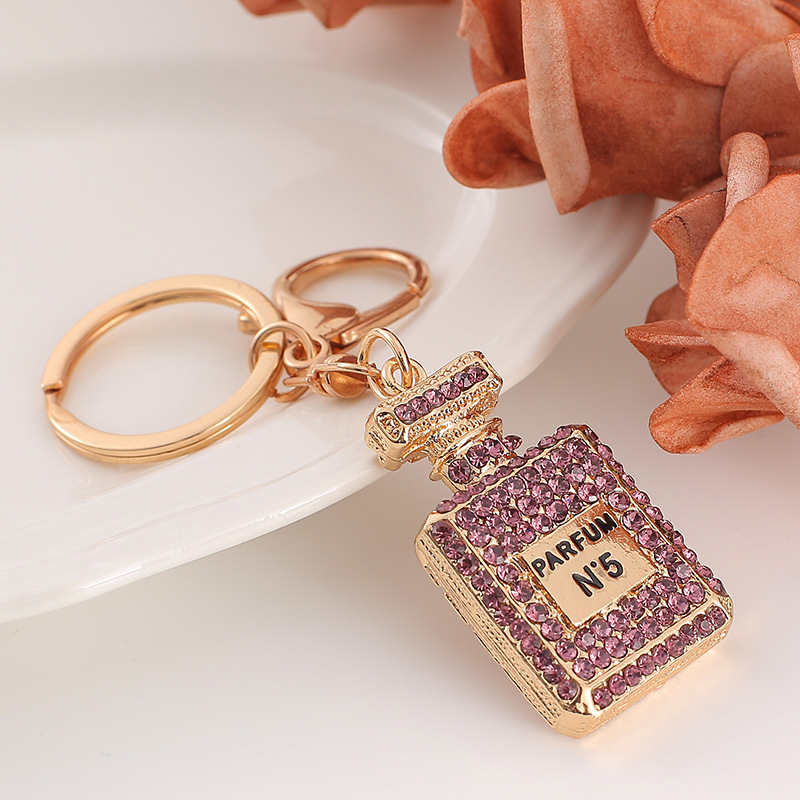 Cristal parfum bouteille porte-clés pendentif strass sac voiture porte-clés créatif mode bijoux porte-clés accessoires cadeau