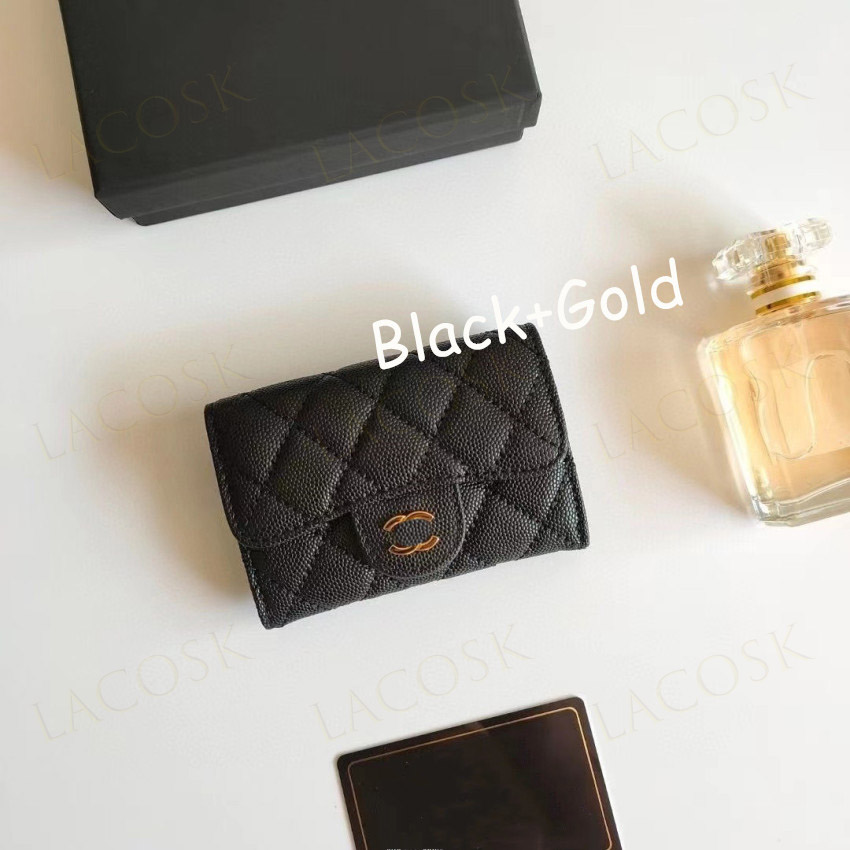 Caviar Mini Coin Purses Plånböcker för kvinnor Mens Classic Luxurys Short Card Holder Real Leather Designer Bag349C