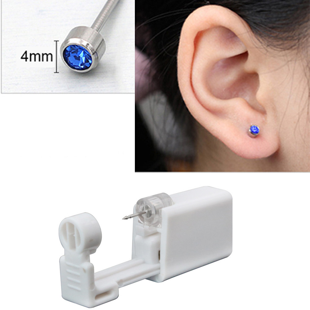 Teslim edilebilir Kulak Delme Ünitesi Güvenli Steril Kıkırdak Tragus Sarmallı Piercing Silah Piercer Alet Makine Kiti saplamalarla