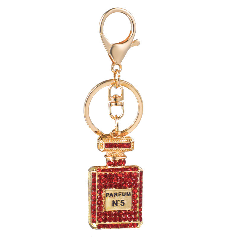 Cristal parfum bouteille porte-clés pendentif strass sac voiture porte-clés créatif mode bijoux porte-clés accessoires cadeau