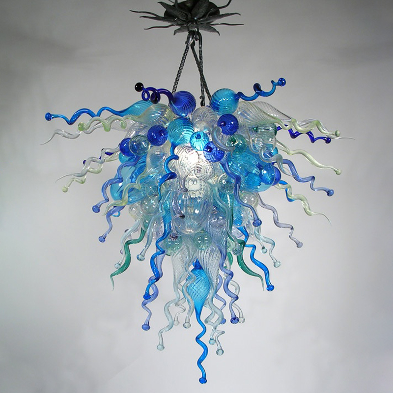 Murano -stijl hanglampen lampen met meerdere kleuren geblazen glazen kroonluchter AC 110V 240V LED -verlichting hangende armaturen Fancy Chihuly Style Kroonluchters LR772