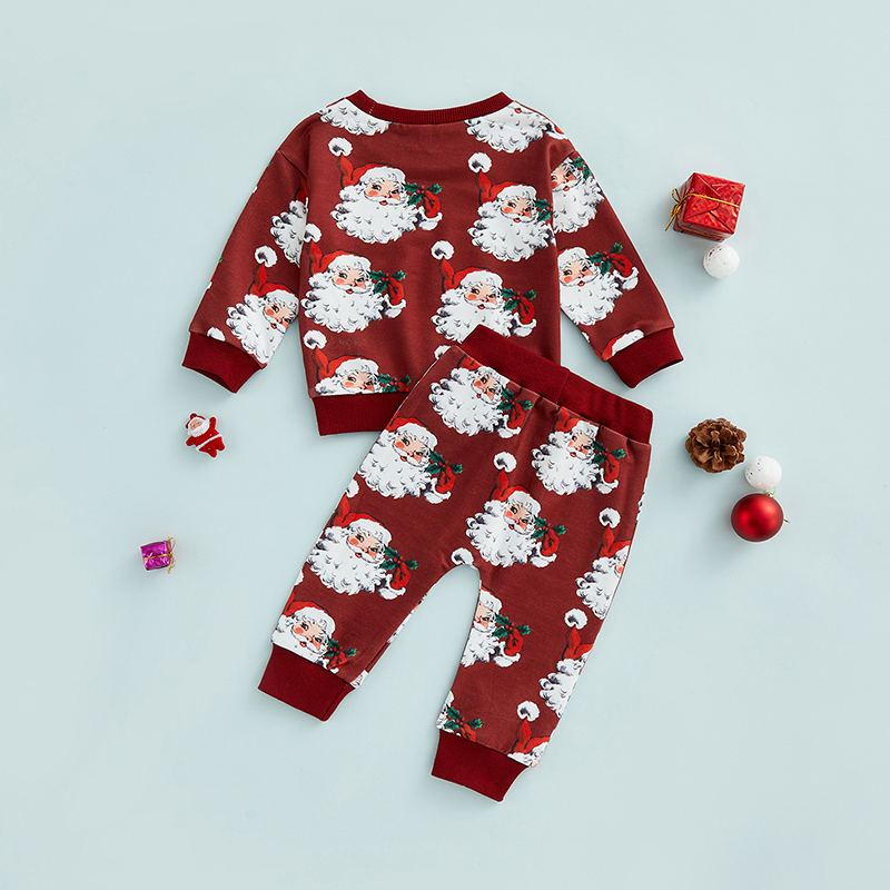 Zestawy odzieżowe moda urodzona dla dzieci dziewczęta świąteczne Święty Mikołaj nadruk Bluzy Bluzy Bluzy